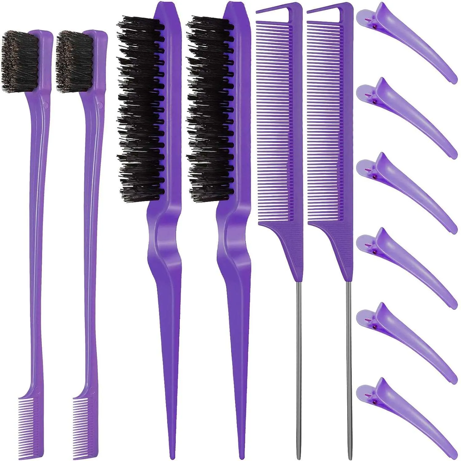 12 Pieces Hair Brush Set - Teasing, Edge, and Grooming Comb