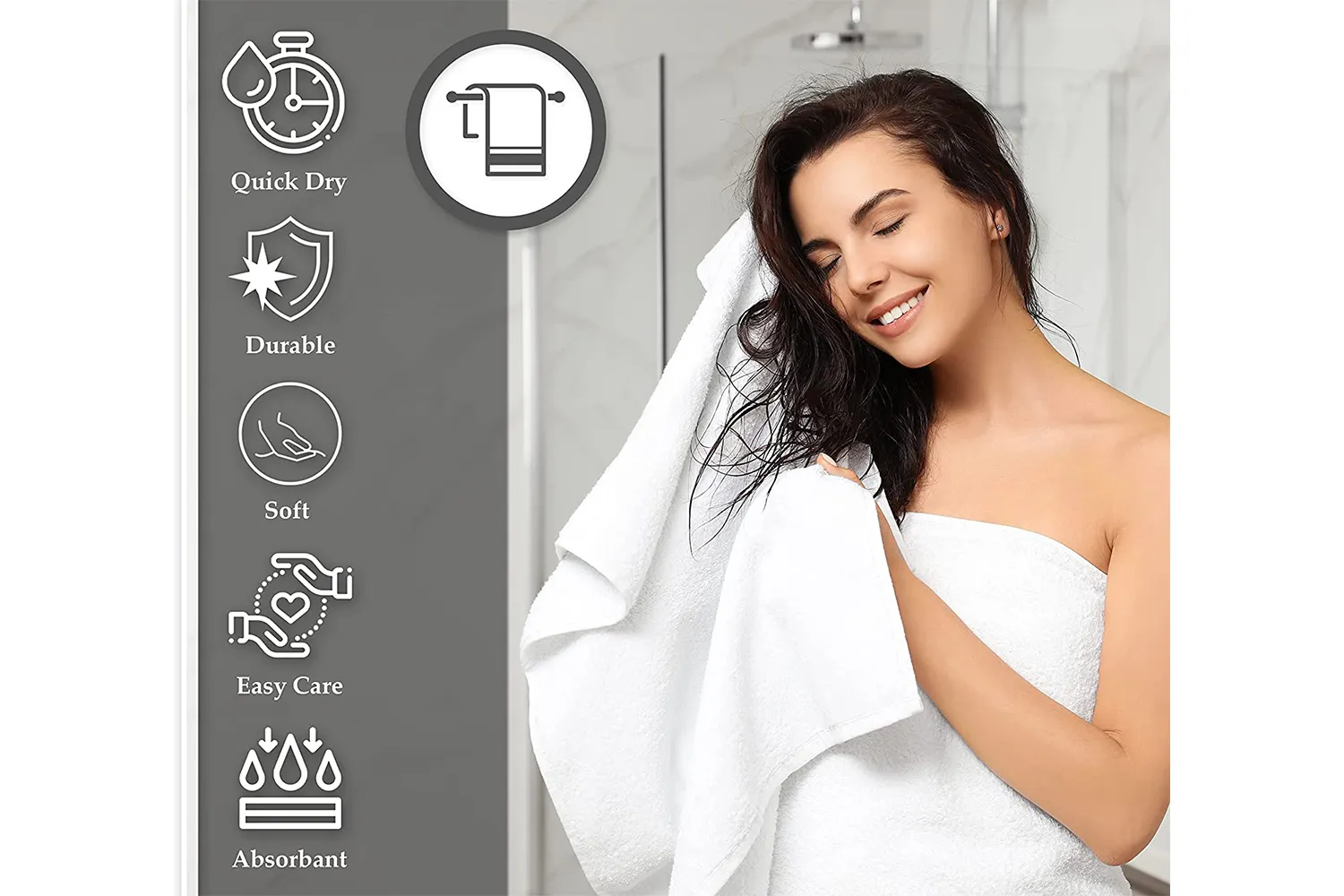 180 Bulk Pack (15 Dozen) New White Economy Bath Towel (24x 50 inches) Cotton Rich for Maximum Softness Easy Care-Home,spa,Resort,Hotels/Motels use (15 Dozen) (180)