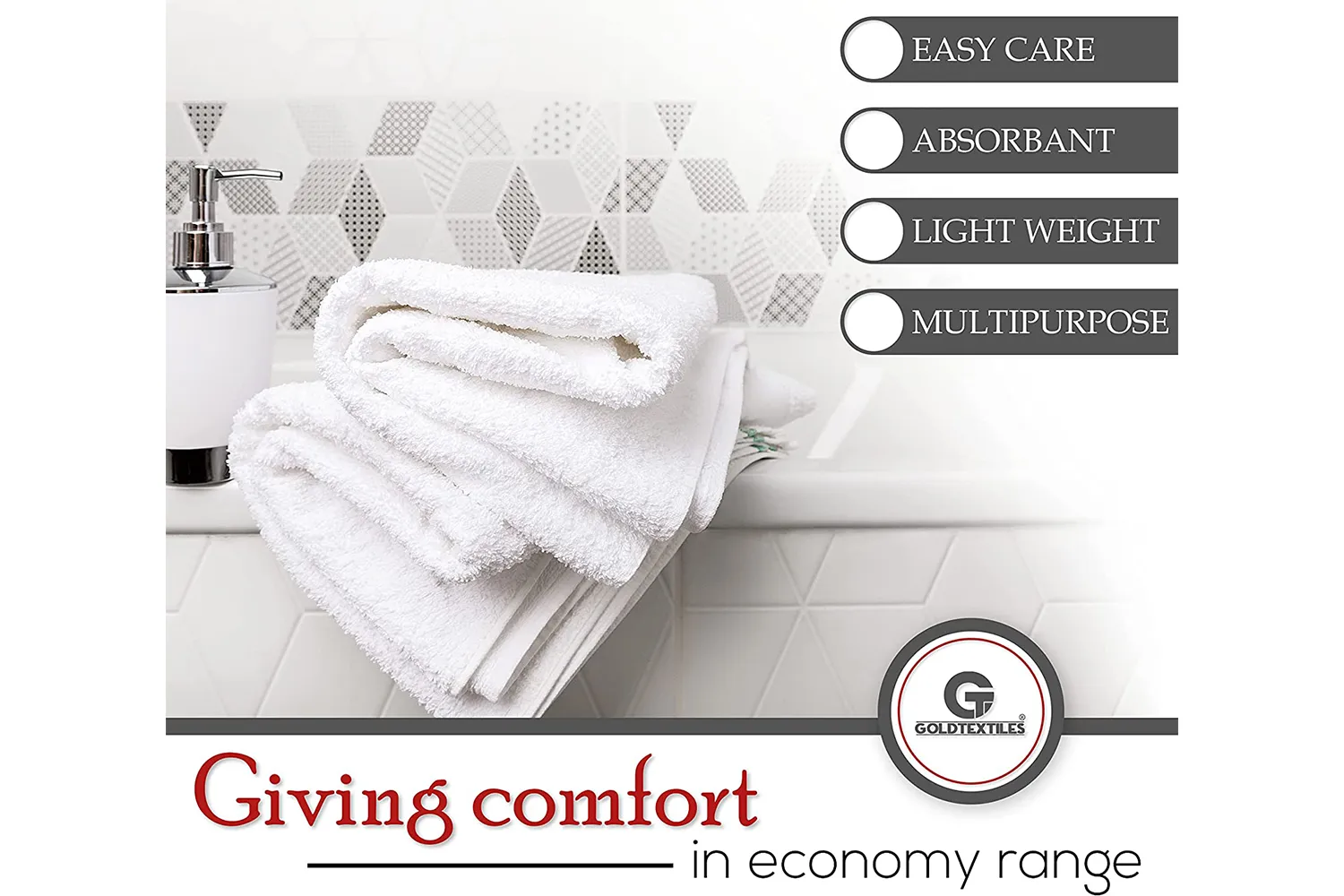 180 Bulk Pack (15 Dozen) New White Economy Bath Towel (24x 50 inches) Cotton Rich for Maximum Softness Easy Care-Home,spa,Resort,Hotels/Motels use (15 Dozen) (180)