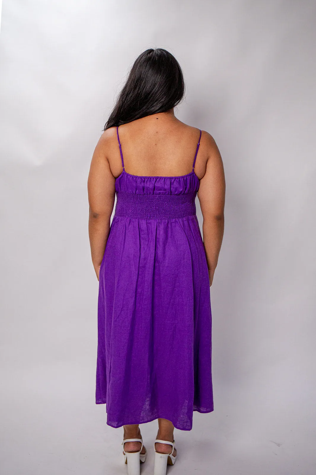 Belle 100% Linen Midi Dress