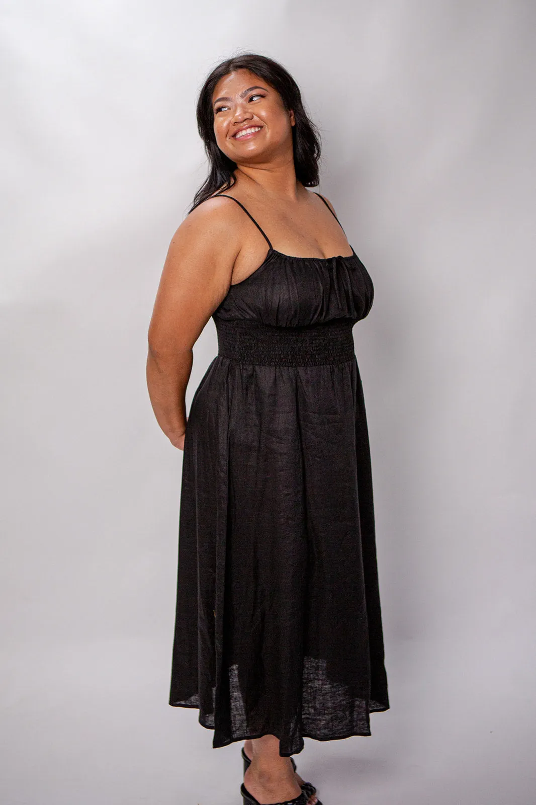 Belle 100% Linen Midi Dress