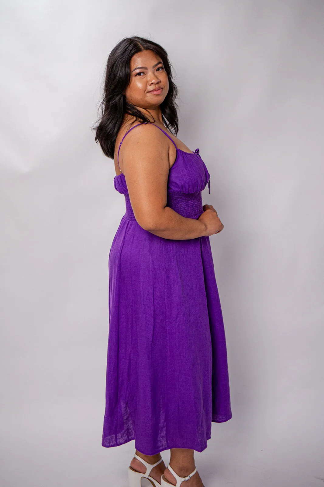 Belle 100% Linen Midi Dress
