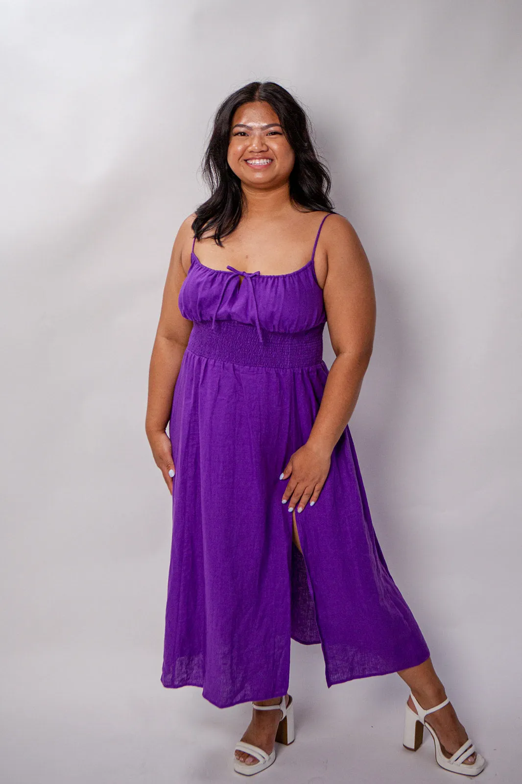 Belle 100% Linen Midi Dress