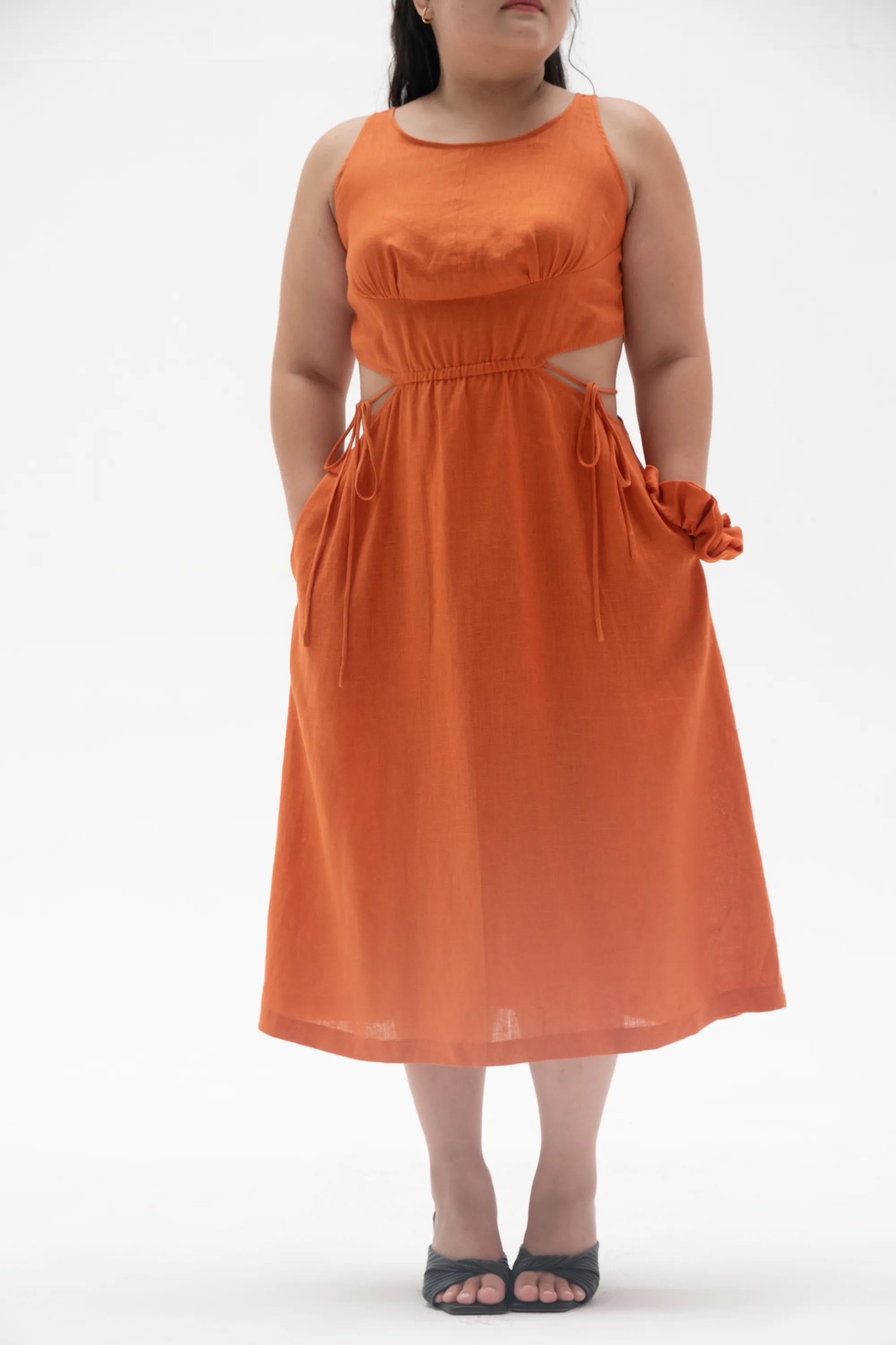 Carmen 100% Linen Midi Dress
