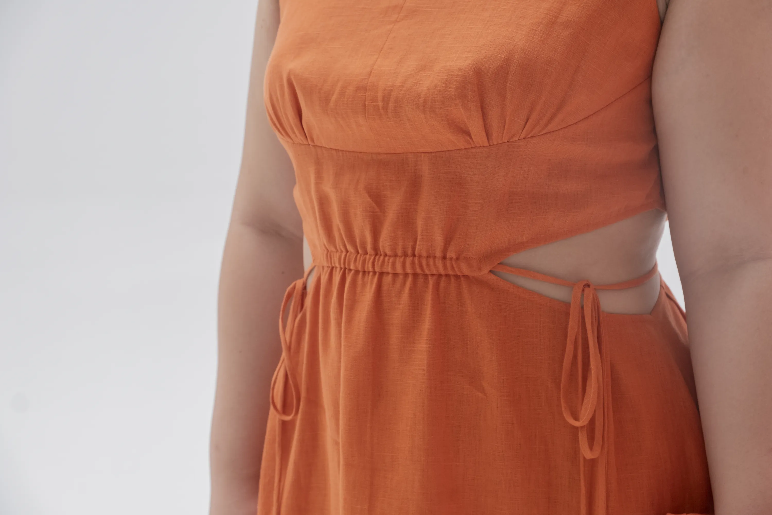 Carmen 100% Linen Midi Dress