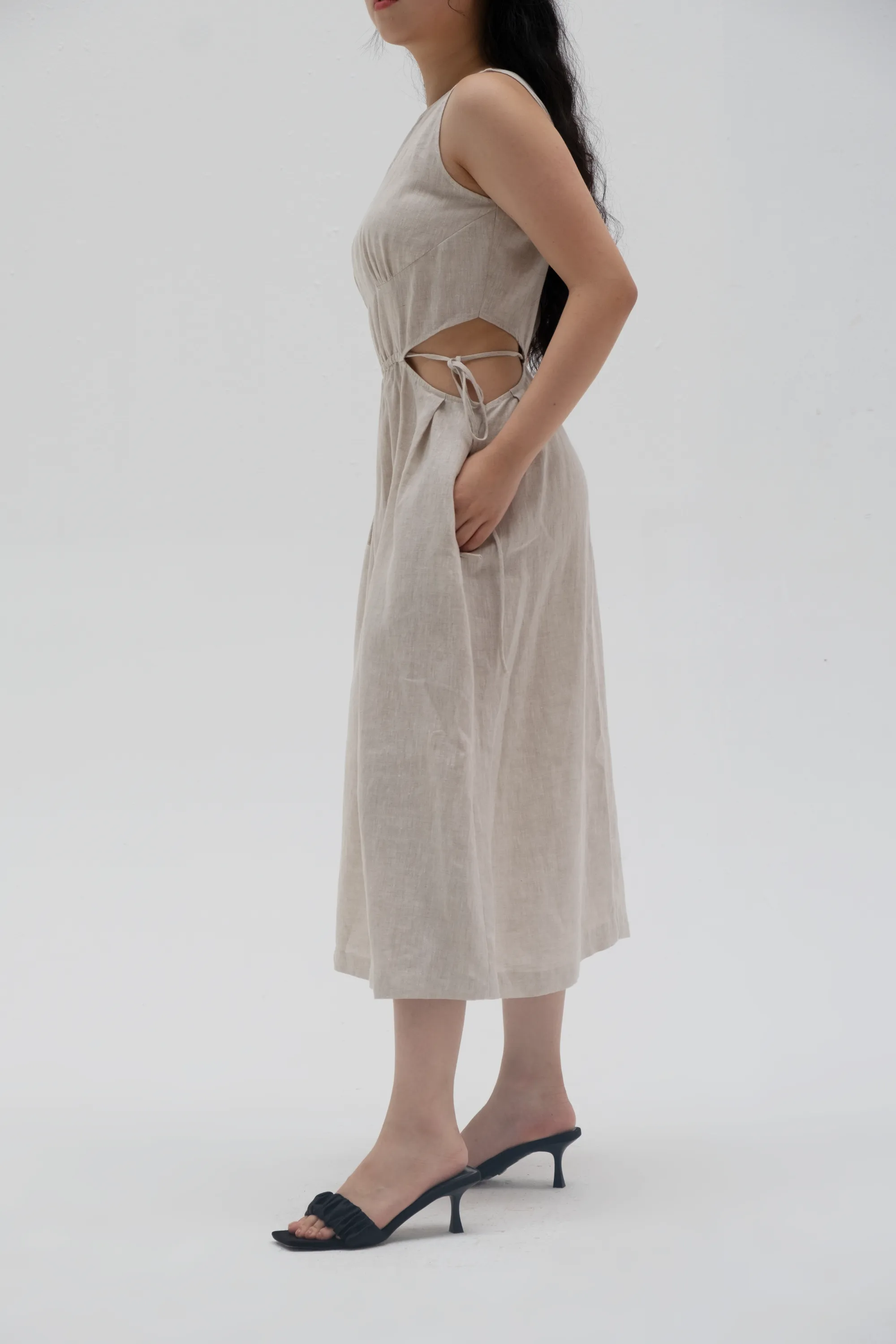 Carmen 100% Linen Midi Dress