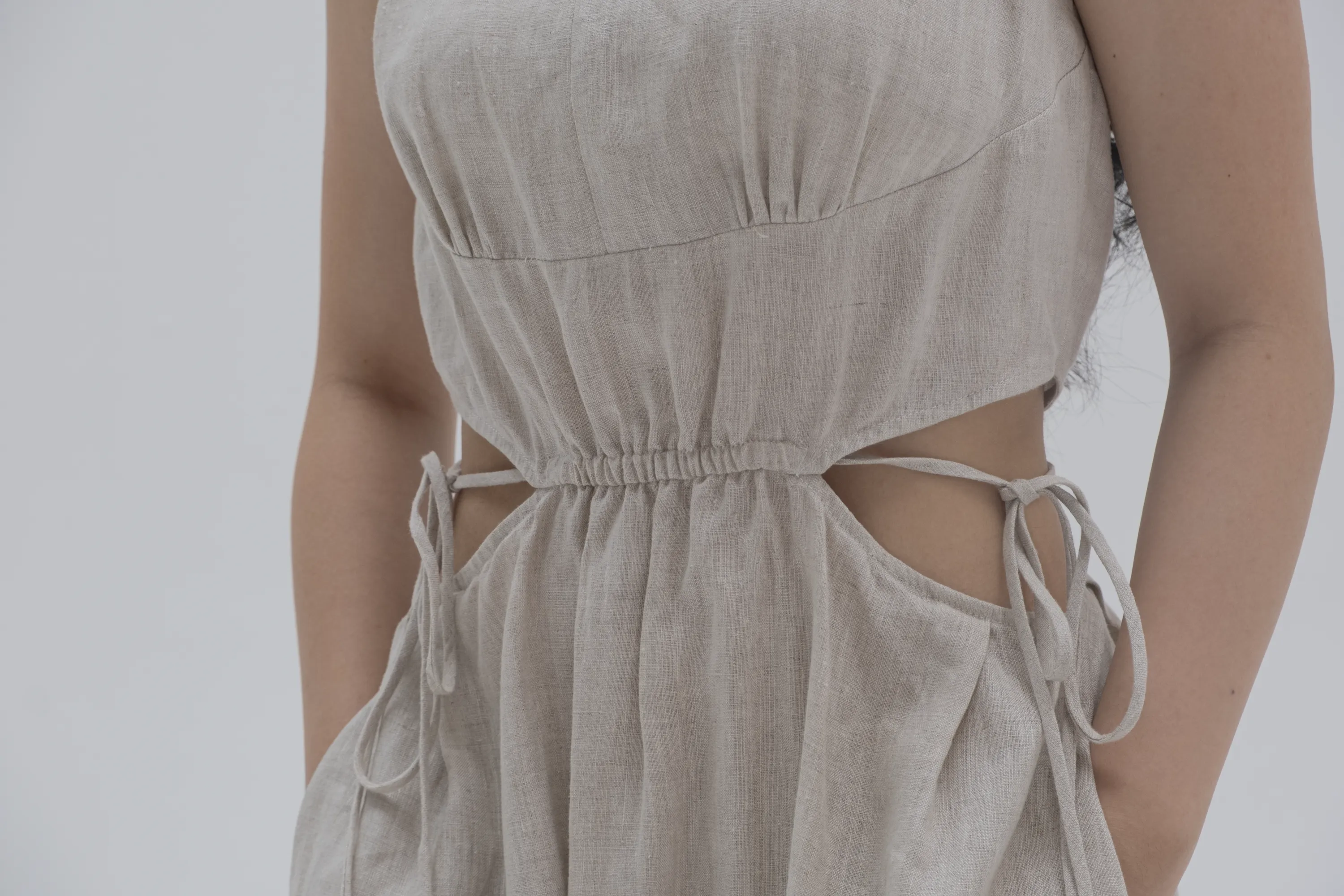 Carmen 100% Linen Midi Dress
