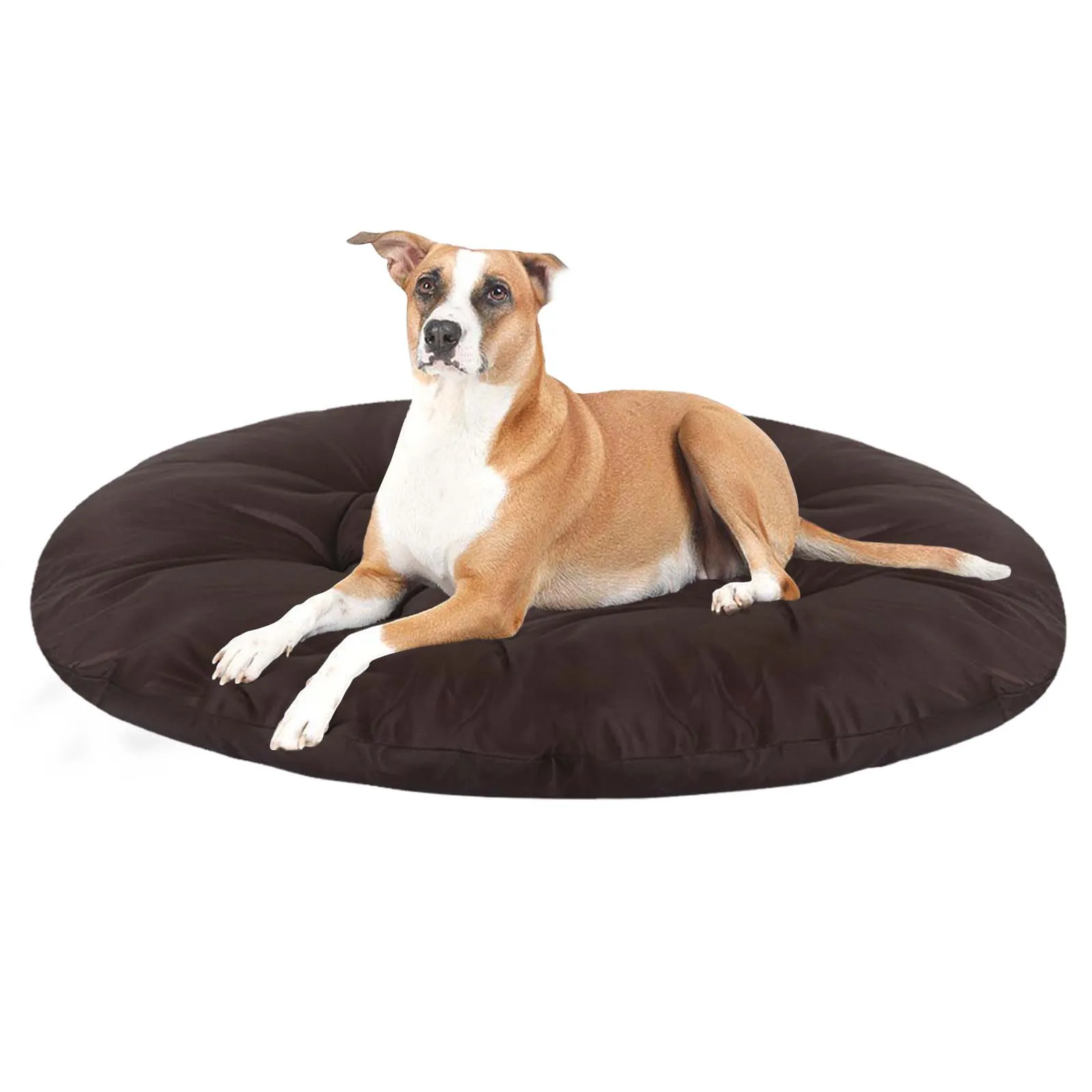 Hiputee Reversible Water Resistant Round Shape Cushion for Dogs and Cats (Brown)