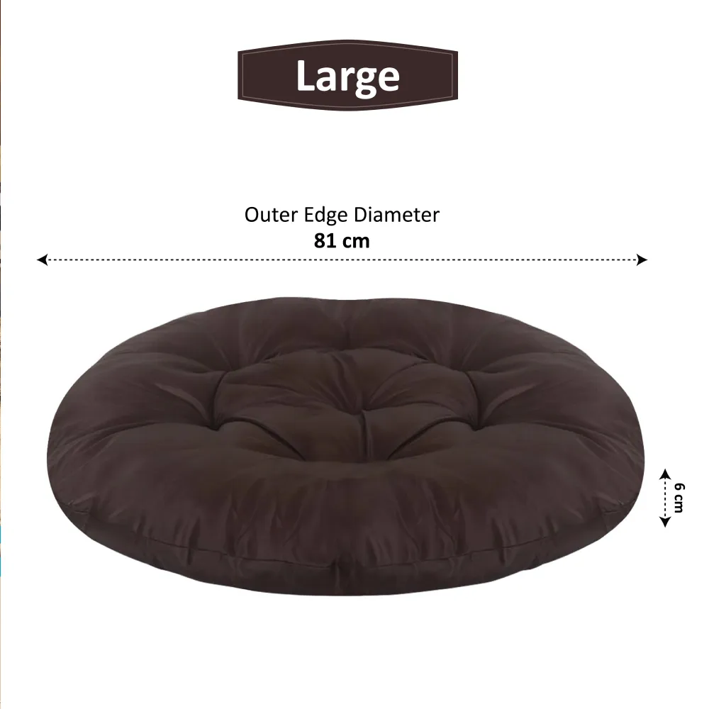 Hiputee Reversible Water Resistant Round Shape Cushion for Dogs and Cats (Brown)