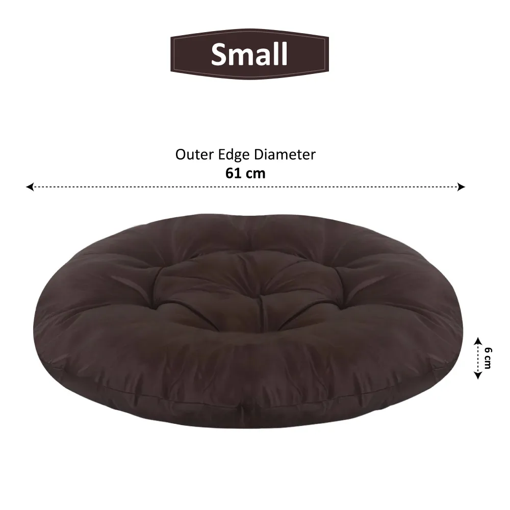 Hiputee Reversible Water Resistant Round Shape Cushion for Dogs and Cats (Brown)