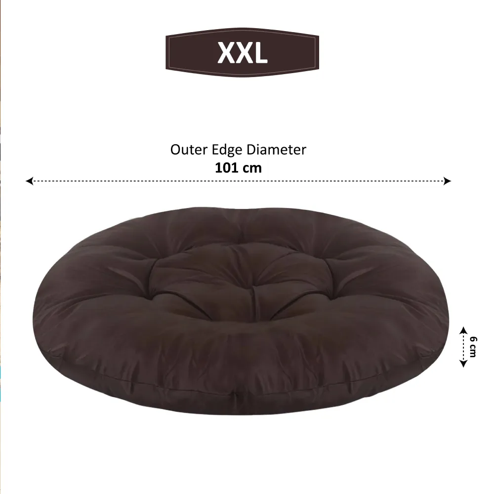 Hiputee Reversible Water Resistant Round Shape Cushion for Dogs and Cats (Brown)