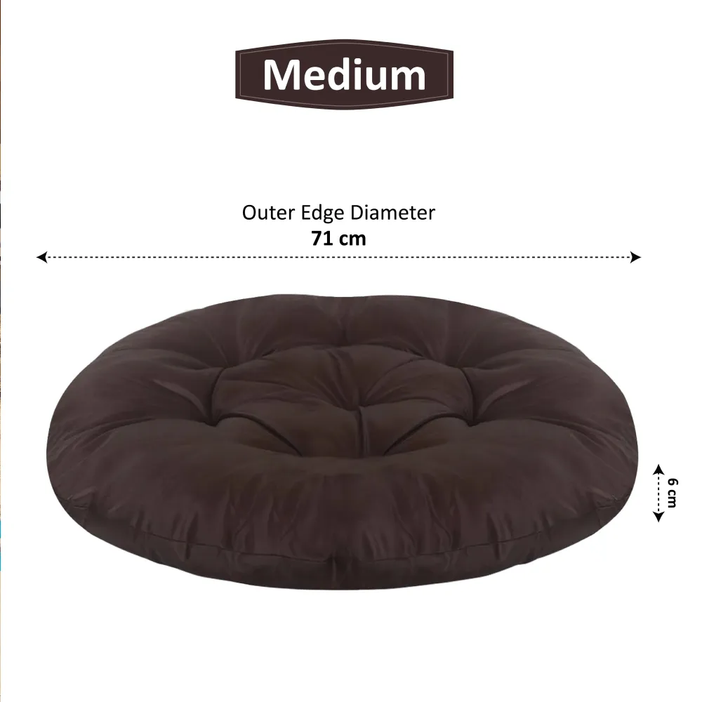 Hiputee Reversible Water Resistant Round Shape Cushion for Dogs and Cats (Brown)