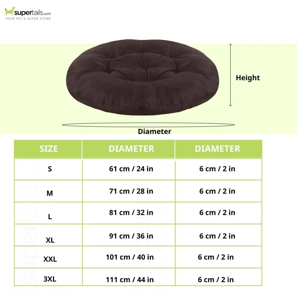 Hiputee Reversible Water Resistant Round Shape Cushion for Dogs and Cats (Brown)