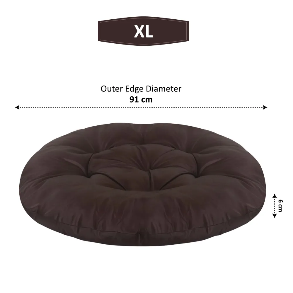 Hiputee Reversible Water Resistant Round Shape Cushion for Dogs and Cats (Brown)