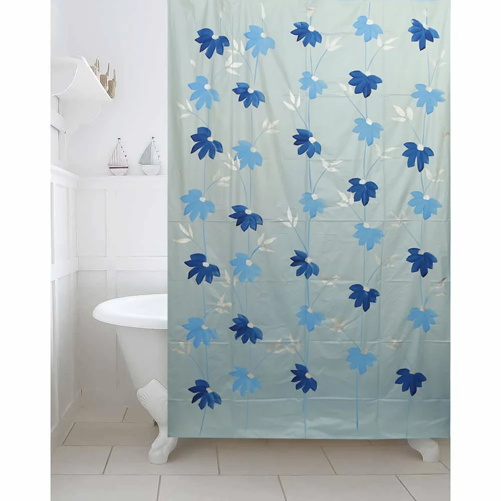 Kuber Industries Shower Curtain & Bathmat Set | Non-Slip Bath mats for Bathroom | Easy-Slide Curtains | Polyester Curtain or Bathmat for Bath Décor | YF49-3T | 3 Pcs Set | Multicolor