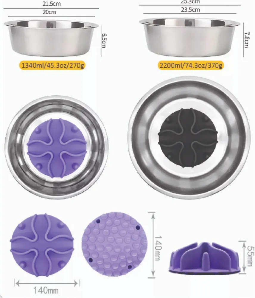 Talking Dog Club Slow Feeder Bowl Attachment for Dogs and Cats (Purple)