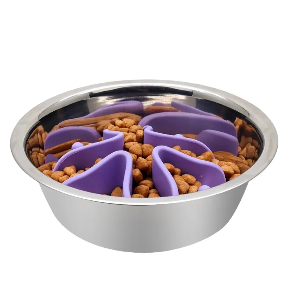 Talking Dog Club Slow Feeder Bowl Attachment for Dogs and Cats (Purple)