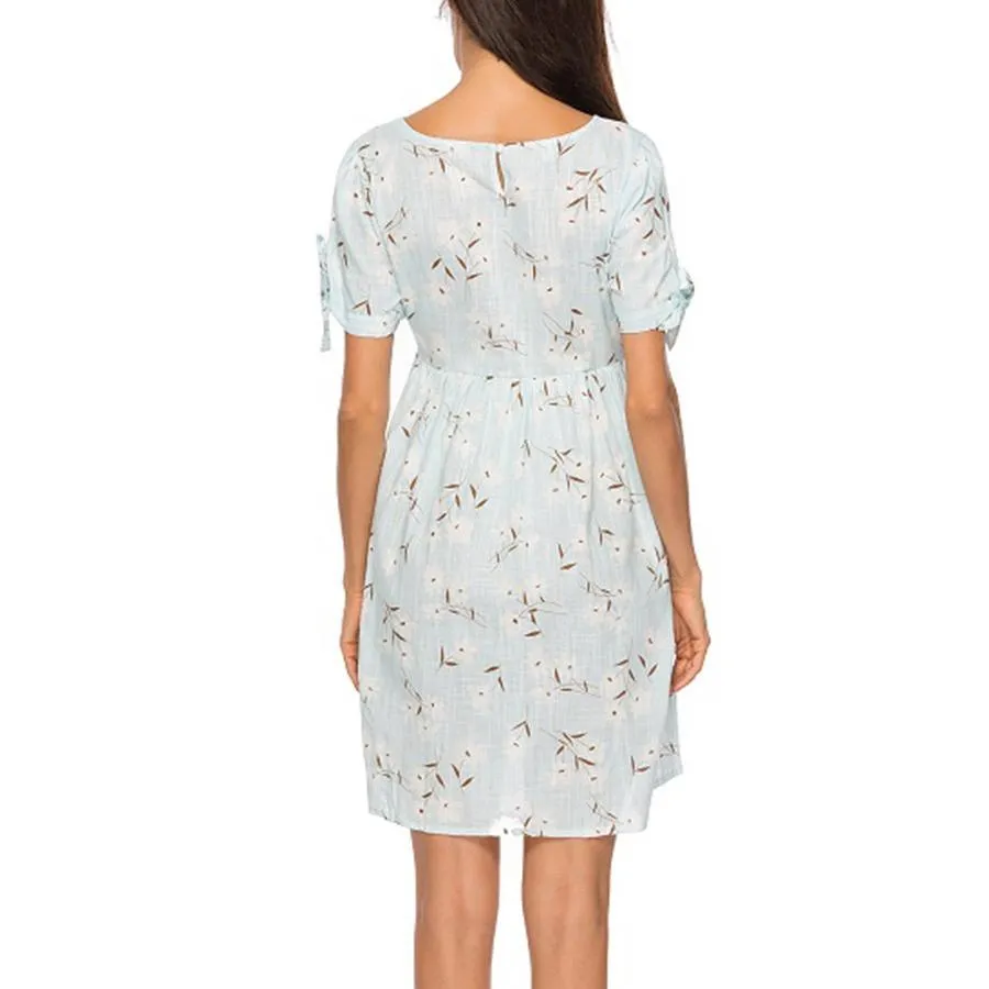 Trendy Floral Print Short-sleeve Nursing Dress